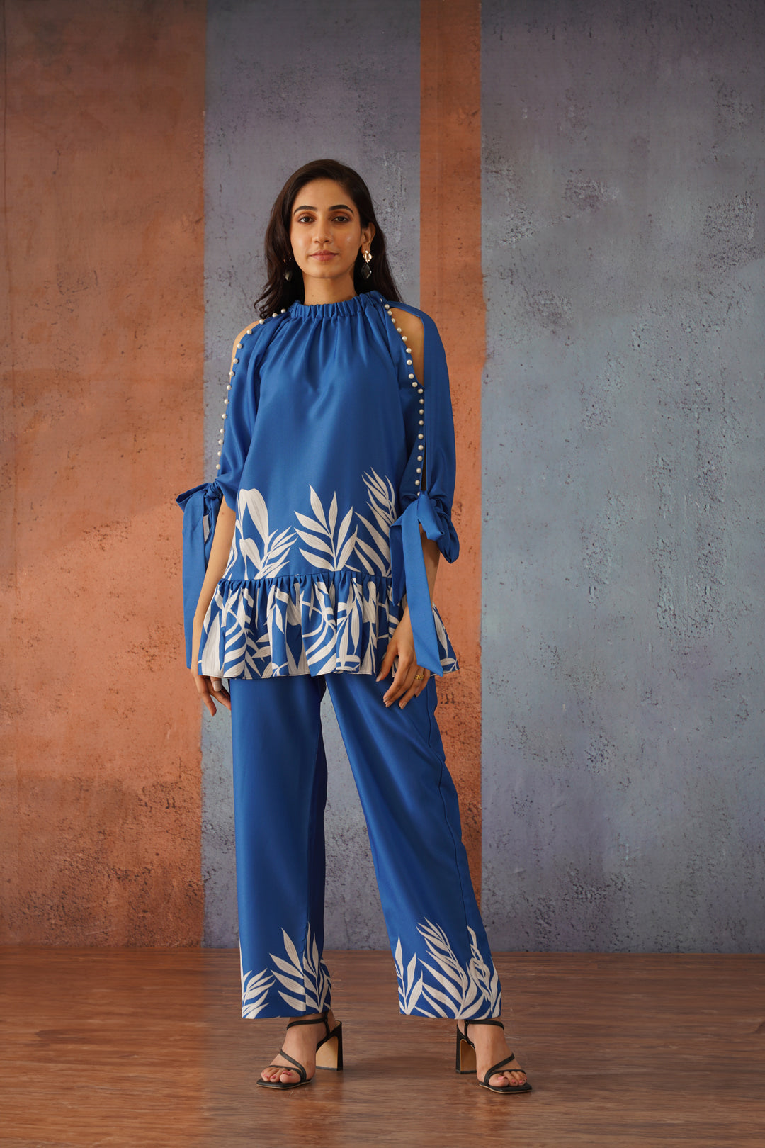 Rosalind Blue Leaf Co-ord Set